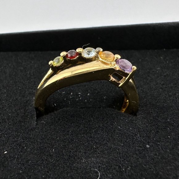 Mother's Multi-Gemstone Bypass Ring - Sterling Silver with 14kt Gold Overlay -7 - Picture 11 of 14
